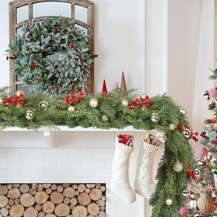 Artiflr Artificial Christmas Pine Garland, 6 Feet Winter Greenery Garland for Holiday Season Mantel Fireplace Table Runner Centerpiece Decoration