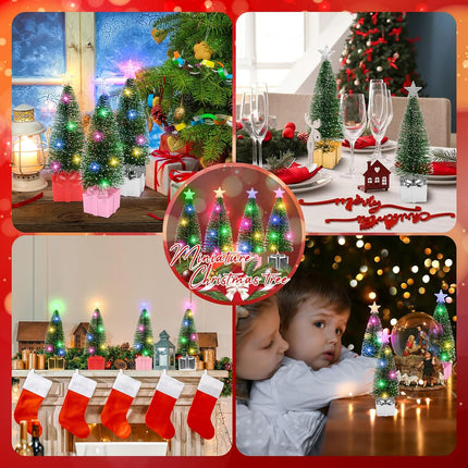 Mini Christmas Tree with Lights, 4 Pack Tabletop Christmas Tree with Lights for Christmas Decorations Indoor Xmas Holiday Party, Christmas Centerpieces for Tables (4)