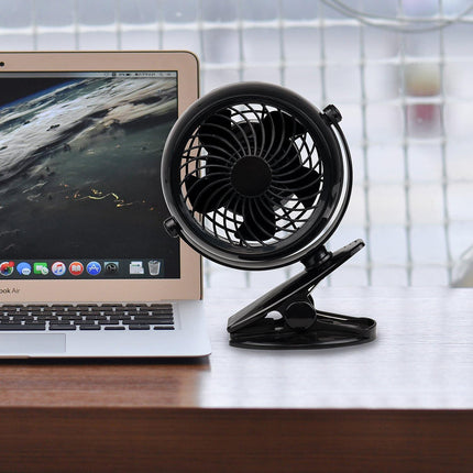 Gazeled Clip On Fan Battery Operated, 360° Rotation, With 8 Free Aa Batteries, Quiet Usb Or Battery Operated Fan, 5'' Portable