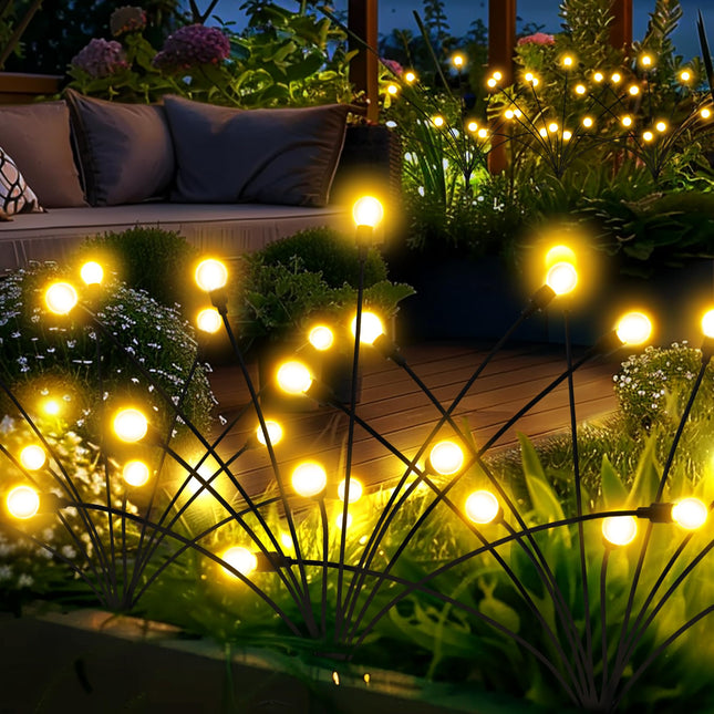 Solar Garden Lights, 60 LED Firefly Garden Lights Solar Outdoor, Solar Lights for Outside Sway by Wind,Solar Lights Outdoor Waterproof for Christmas Yard Patio Pathway Decoration (6 Pack)
