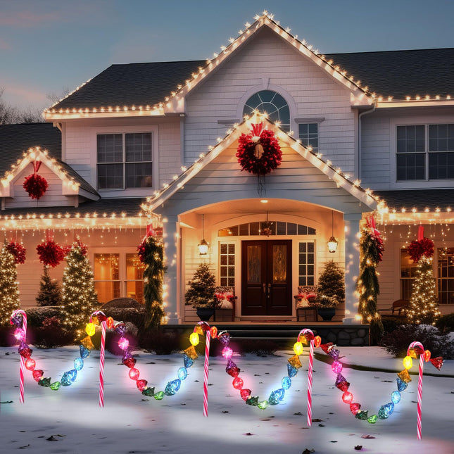 1 Pcs 10 Feet Christmas Candy String Lights, 12 Candy Garlands with Light Strings DIY Colorful Candy Cane Rope Lights for Indoor Outdoor Hanging Christmas Tree Decorations
