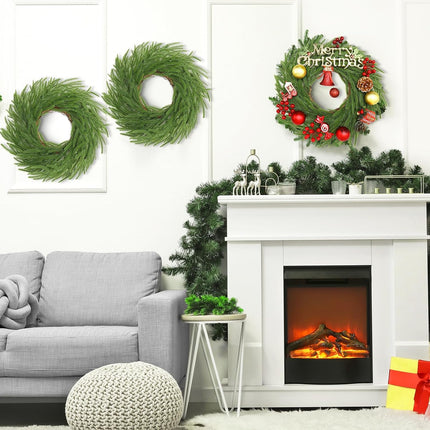 Zeyune 8 Pcs Christmas DIY Green Wreath 14 Inch Artificial Christmas Wreaths Faux Plain Wreaths for Decorating Front Door Window Room Farmhouse Christmas Party Indoor Outdoor (Norfolk Pine)