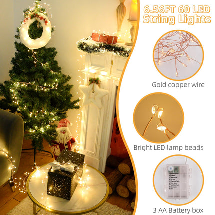 Fairy Lights Battery Operated, 60 LED Mini Fairy Lights 8 Modes Small Christmas Lights Waterproof Fairy Lights for Bedroom,Garden,Party,Xmas Wreath,Wedding,Halloween,Christmas, Warm White