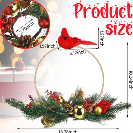 Christmas Centerpiece with Candle Holder Christmas Candle Holder with Cardinal Pinecone Christmas Candle Wreath Christmas Table Decorations for Christmas Party Festival Home Table Decor