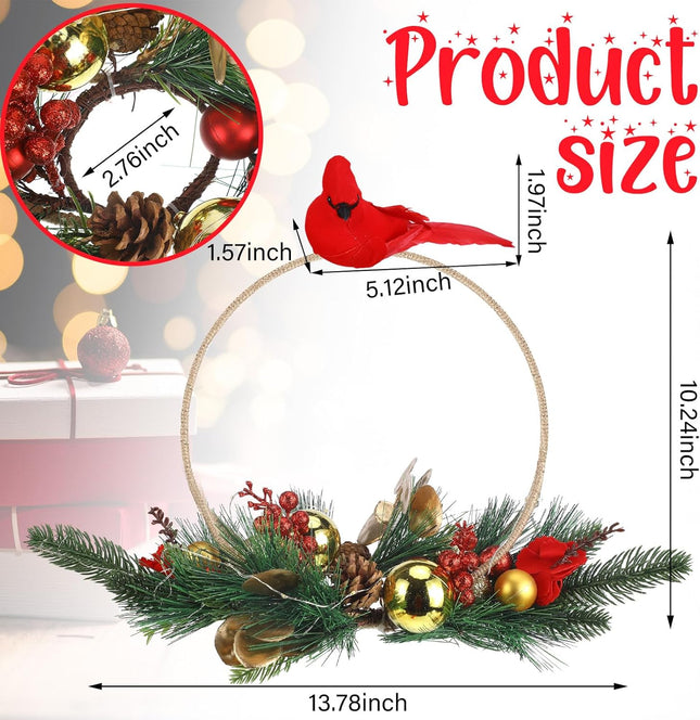 Christmas Centerpiece with Candle Holder Christmas Candle Holder with Cardinal Pinecone Christmas Candle Wreath Christmas Table Decorations for Christmas Party Festival Home Table Decor