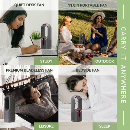 Misby Desk Fan, Bladeless Desk Fan With 3Speed Options, Quiet Cooling, Touch Control Personal Fan For Desk Home, Office, Bedroom