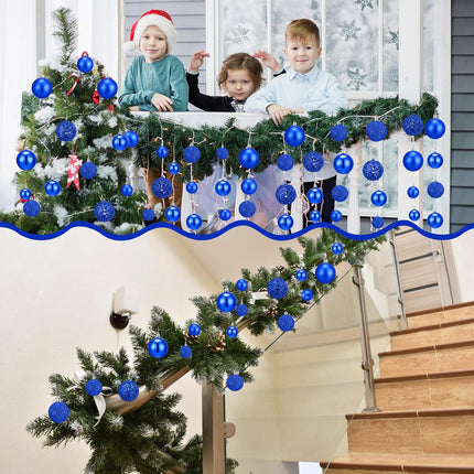 Yunsailing 100 Pcs Christmas Ball Ornaments Decorative Hanging Baubles Set Christmas Balls Xmas Seasonal Decorative Pendants for Christmas Tree Holiday Wedding Party Decorations (Blue)