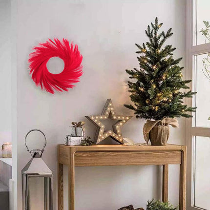 Red Christmas Pampas Grass Garland, 2 Pcs 6.5 Ft Pampas Grass Christmas Tree Garland Hanging Decorations for Xmas Party Indoor Outdoor