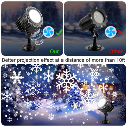 1 Pcs Christmas Projector Lights Highlight LED Snowflake Light Projector Waterproof Outdoor Christmas Decorations Lighting for Xmas Holiday Party Year Decoration, Black