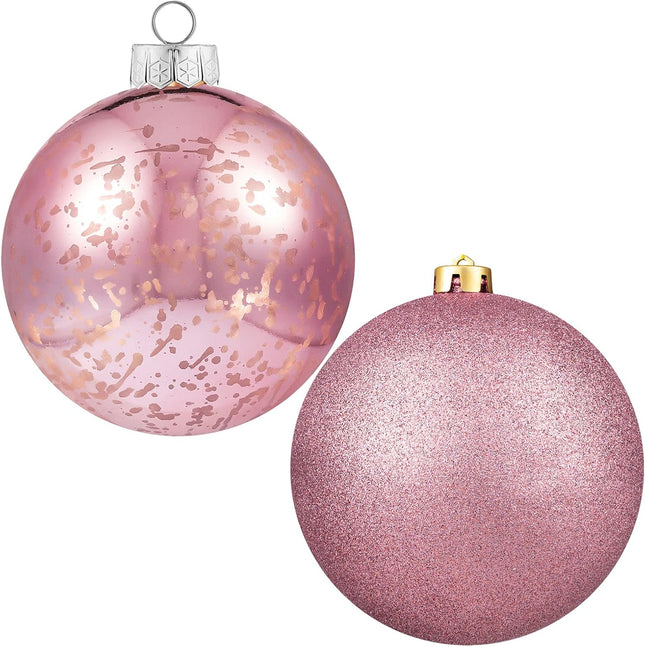 XmasExp Large Christmas Ornaments Christmas Ball Ornaments Pink Giant Shatterproof Christmas Ornaments Mercury Ball Christmas Tree Ornaments for Holiday Party (Pink, 6.0" (2pcs))