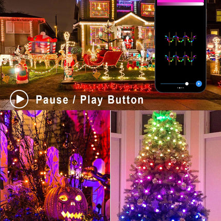 Smart RGB C9 Christmas Lights Outdoor 79FT 100LEDs, DIY Chasing Effects LED Christmas Lights with Timer Music Sync APP Remote, Waterproof Extendable Color Changing String Lights for House Outdoor