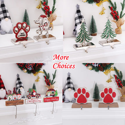 2 Pack Double Christmas Tree Stocking Holders Sliver Christmas Tree Mantle Stocking Hangers Holiday Fireplace Topper Hooks Christmas Decoration (2, Christmas Tree)