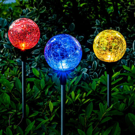 Solpex Solar Lights Garden, 3 Pack Solar Lights Outdoor, Christmas MultiColor Changing Garden Spheres Large Outdoor Waterproof