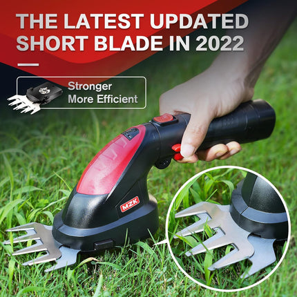 MZK 7.2V Cordless Grass Shear & Hedge Trimmer - 2-in-1 Electric Shrub Trimmer/ Handheld Hedge Cutter/ Grass Trimmer/ Hedge Clipper with Removable Battery and Charger