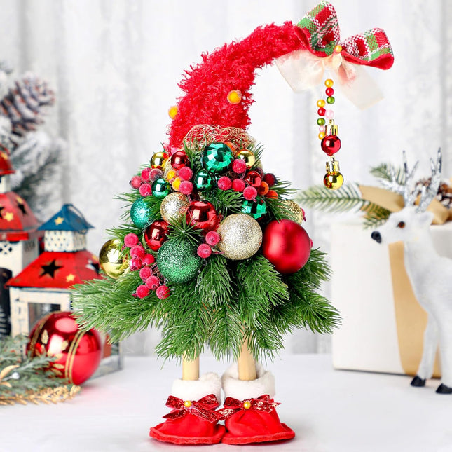 Thyle 16 Inches Christmas Tree Dwarfs Table Decoration Christmas Dwarf Handmade Gnomes Tree Decorations for Desktop Tabletop Indoor Home Christmas Ornaments
