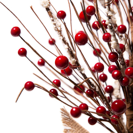 Glitzhome Christmas Table Tree with Burlap Base Centerpiece for Party Festival Home Decor, 16"" H, Red Berry, JK62980