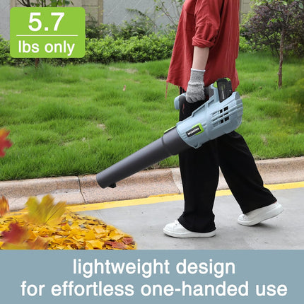 WORKPRO 20V Cordless Leaf Blower with 5 Adjustable Speeds, 350 CFM Powered Blower Sweeper for Lawn Care Snow Blowing Yard Cleaning, 4.0Ah Larger Capacity Battery and Quick Charger Included