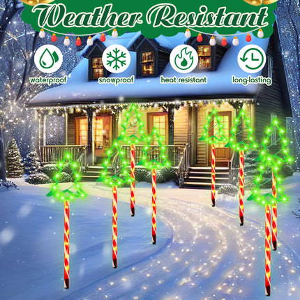 VIHOSE 10 Pack Christmas Pathway Lights 170 LED Outdoor Christmas Tree Stake Light with 8 Lighting Modes Christmas Decorations Waterproof Light Plug-in Lighted Markers for Garden Yard Decor