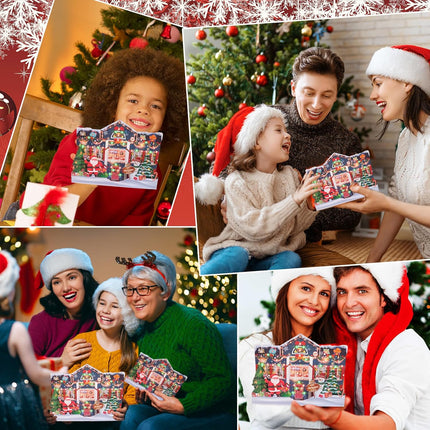3D Pop Up Christmas Cards with Music & Lights, Animated Christmas Card, Playing 3 Christmas Songs with 3 Matching Lights Blinking Modes (Envelope Included)
