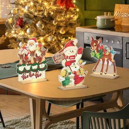 6 Pcs Christmas Diamond Painting Sign Set Diamond Painting Kits Christmas Tree Snowman Desktop Table Signs Ornaments DIY Kits for Adults Acrylic Paint Christmas Decorations (Red,Vivid)