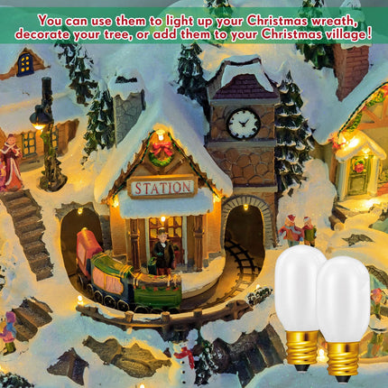 Retisee Christmas Village Light Bulbs, 0.7W 120V Christmas Village Replacement Light Bulbs, E12 Base T20 LED Night Bulbs Accessory for Christmas House Replacement Bulbs Accessories (12 Pcs)