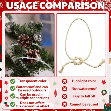 20 Pcs Christmas Garland Ties Clear Banister Ties Plastic Decorative Garland Ties 12 Inches Reusable Soft Anti Scratch Garlands Hanger for Mantel Fences Home Xmas Holiday Craft Wrapping