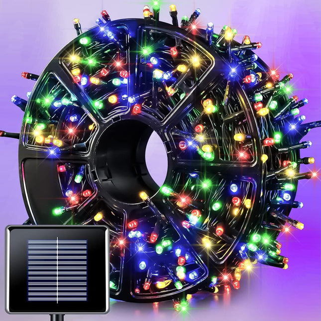 JMEXSUSS 600 LED Solar Christmas Lights Outdoor Waterproof, 206.7 ft Multi Colored Christmas Lights, 8 Modes Solar String Lights for Outside Yard Patio Tree Xmas Christmas Decorations
