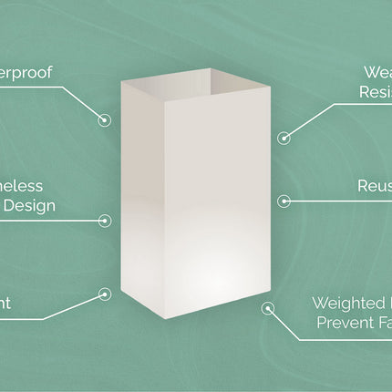 Elf Logic - Set of 10 Electric Luminary Bags (Incandescent Lights) - Plug in and Weatherproof Vellum Luminary Pathway Lighting - Reusable Luminary Bags - Perfect Outdoor Luminary Lights