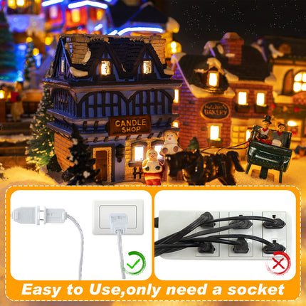 Coume Set of 3 Christmas Village Lights Accessory Cord with 6 LED C7 Bulb Light Cord for Village Houses with Switch Socket Lamp Cord Replacement Christmas Village Accessories Craft Projects 11.5 Feet