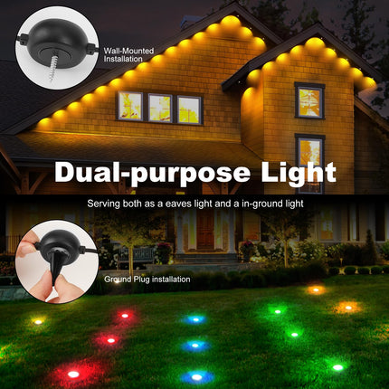 REYLAX Permanent Outdoor Lights with Remote, 110ft 60 RGBWW LEDs Eaves Lights IP65 Waterproof for Outdoor Decor, Daily and Holidays Accent Lighting, Bright in-Ground Lights for Garden Decor