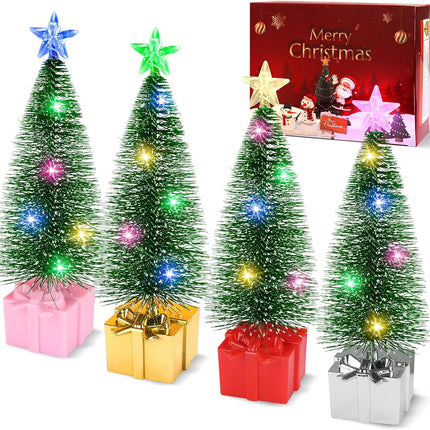 Mini Christmas Tree with Lights, 4 Pack Tabletop Christmas Tree with Lights for Christmas Decorations Indoor Xmas Holiday Party, Christmas Centerpieces for Tables (4)