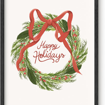 HAUS AND HUES Merry Christmas Wreath Wall Art Decor - Made in the USA - Unframed 12x16 (Wreath)