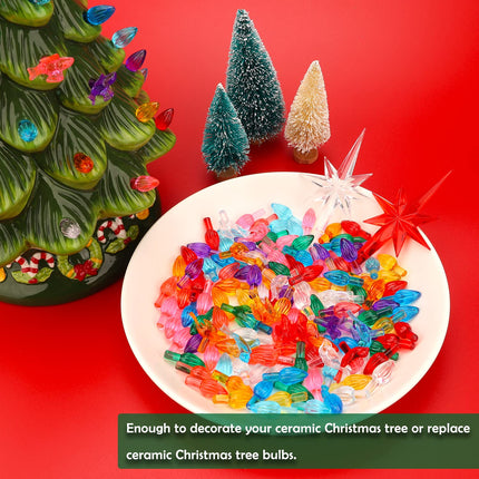 135Pcs Multicolor Ceramic Christmas Tree Replacement Light Bulbs Medium Twist Light Ornaments, 40Pcs Cardinals Birds Lights Bulbs and 3Pcs Topper Stars for Ceramic Christmas Tree