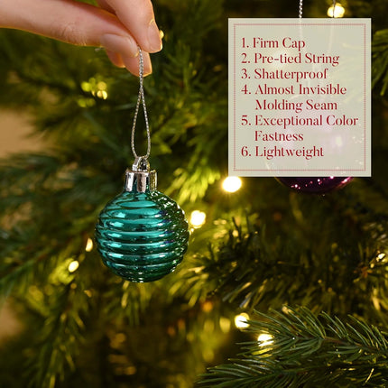 Valery Madelyn 1.57 Inches Small Christmas Tree Decorations Ornament Set for Fall Halloween, 24ct Peacock Purple Blue Shatterproof Christmas Ball Ornaments Bulk, Hanging Decor for Xmas Holiday Party