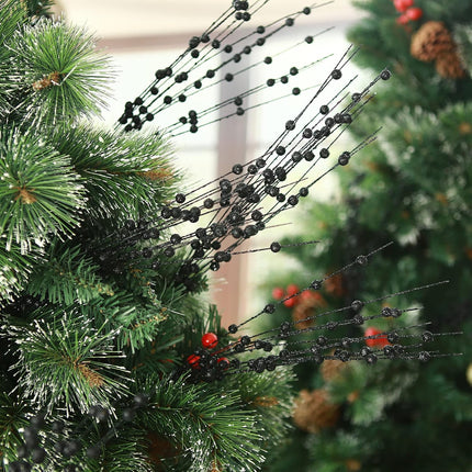 10 Pack Black Artificial Glitter Berry Stems 15.7" Fake Christmas Picks Decorative Glitter Sticks for Christmas Tree DIY Wreath Crafts Fireplace Decor