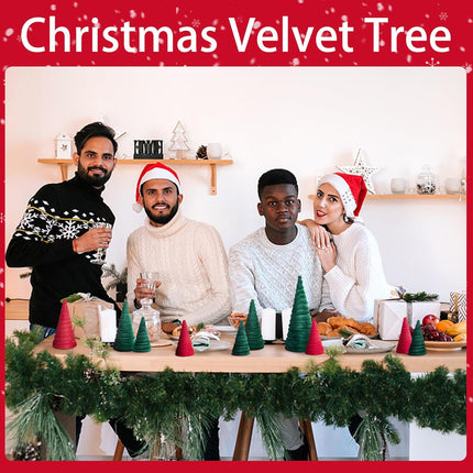 Iceyyyy 10 Pcs Rustic Christmas Velvet Tree Set-Modern Velvet Cones Tabletop Trees-Handmade Tabletop Trees Centerpiece for DIY Xmas Holiday Home Entryway Decor