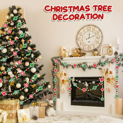 Christmas Candy Garland, Christmas Tree Garland Christmas Decorations Hanging Peppermint Hanging Christmas Tree for Meeting Wreaths Home Fireplace Ornaments (10 Feet)