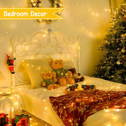 JMEXSUSS 2 Pack Fairy Lights Battery Operated with Remote, Total 400 LED 132ft Battery Powered Christmas String Lights, Twinkle Fairy Lights for Christmas Tree Bedroom Indoor Outdoor Decor, Warm White