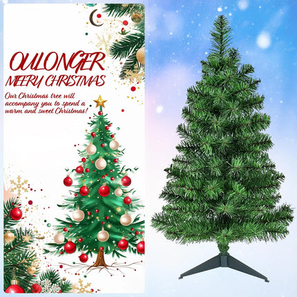3Ft Premium Artificial Small Mini Christmas Tree for Tabletop,Home, Office, Indoor and Outdoor Decor,Holiday Decoration,Easy Assembly Metal Hinges & Foldable Base.Green Tree