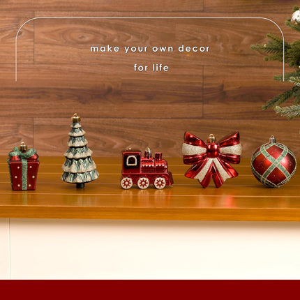 82pcs Christmas Balls Ornaments Set, Delightful Classic Set Set, Shatterproof Plastic Decor for Xmas Tree Holiday Wedding Party Decorations with Hanging Strings,Gold,Red and Green