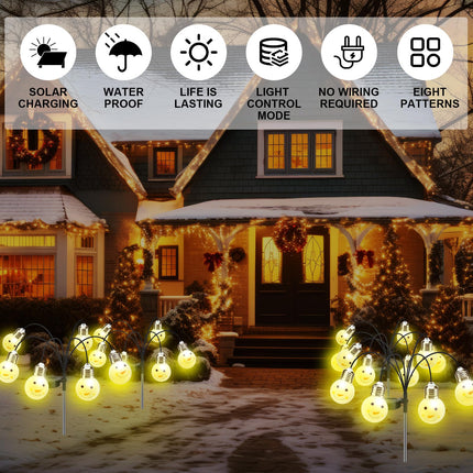 4 Pack Christmas Solar Lights Outdoor Santa Claus Solar Powered Garden Stake Lights Waterproof Xmas Pathway Lights for Holiday Patio Yard Garden Walkway Outside Decorations (Snowman)