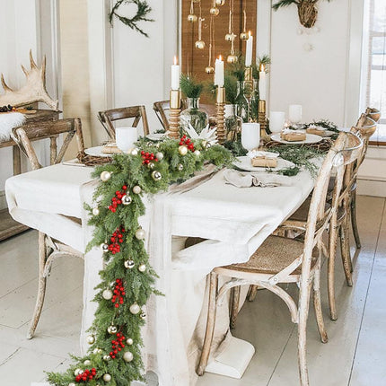 6Ft Artificial Pine Christmas Garland, Winter Greenery Garland for Holiday Season Fireplace Mantel Table Runner Centerpiece Decor