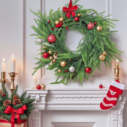 2 Pcs Real Touch Norfolk Pine Garlands 6FT Artificial Pine Greenery Garlands Faux Christmas Garland for Holiday Seasonal Indoor Home Decor Mantle