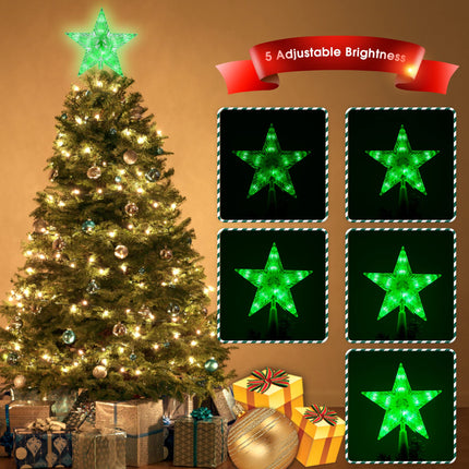 6.8 inch Christmas Tree Topper Lighted, Christmas Tree Star with Remote Control,Multiple Light Modes, Brightness, RGB Christmas Star Tree Topper for Home, Room etc
