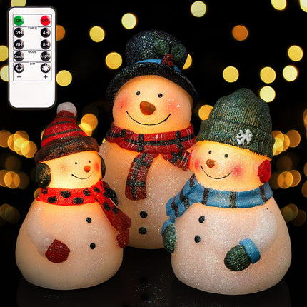 Christmas LED Flameless Candles Snowman Novelty Lighting Battery Operated with Remote Real Wax Flickering Candles Decorative for Holiday Winter Bedroom Snowman Theme Decor Mothers Day s