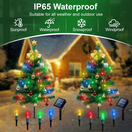 Ninonly 2 Pack Solar Christmas Trees Light,Waterproof Solar Garden Christmas Strawberry Outdoor Light with 68 LEDs 8 Modes 28Inch Solar Christmas Lights for Yard Landscape Pathway Grave Decoration
