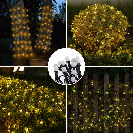 Solar Net Christmas Lights Outdoor,5ftx5ft 100Led Net Lights Outdoor Mesh Lights,8 Modes Connectable Net Christmas Lights Outdoor for Shrubs, Bush Lights Outdoor Christmas Décor(Warm White)