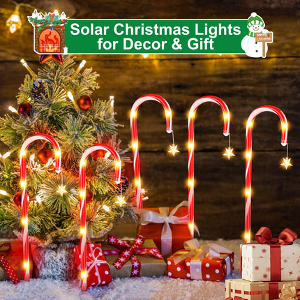 Ninonly 12 Pack Solar Christmas Lights, Outdoor Christmas Decorations, 8 Modes Candy Cane Lights Waterproof Brighter Pathway Lights for Garden Yard Xmas Holiday Outside Decor