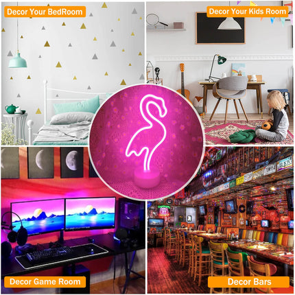Neon Flamingo Light Flamingo Lamp Neon Sign Lights, Christmas Pink Flamingo s for Kids Girls and Women, USB/Battery Powered Light up Flamingo Led Night Light Room Desk Decor Art Stuff