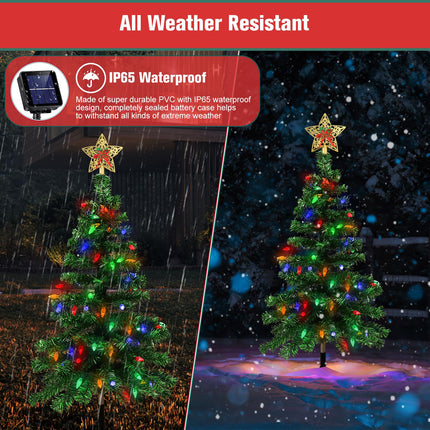 Solar Christmas Trees with Lights, 1200mA Solar Powered Waterproof 3.6FT Outside Xmas Tree Stake with 100 LEDs and 8 Modes for Unique Outdoor Yard Pathway Garden Grave Decorations (2 in 1)